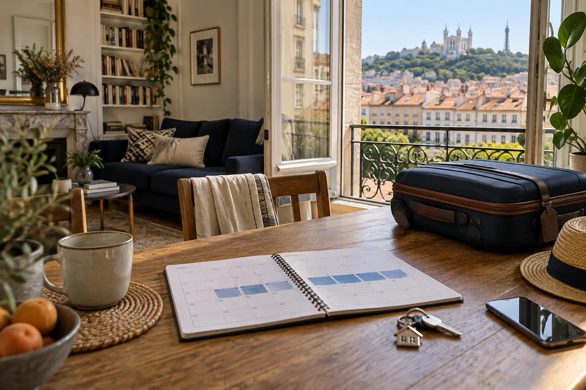 Calendrier de location dans un appartement habité en France.